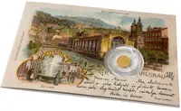 Zlatá mince Karlovy Vary - dobová pohlednice - fotografie 3