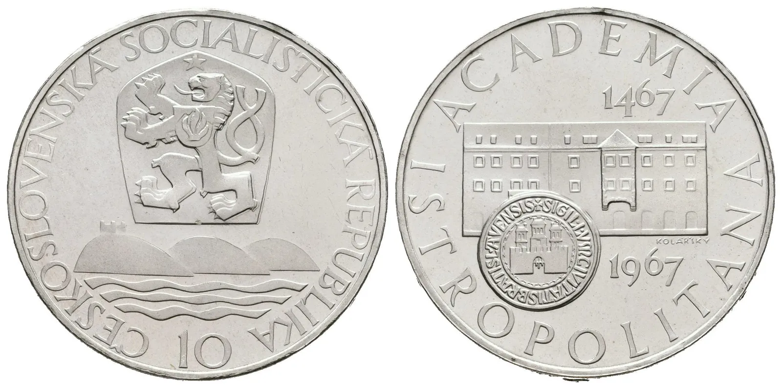 10 Kčs 1967 - Academia Istropolitana, Aurea.113, PROOF, původní etue — 1