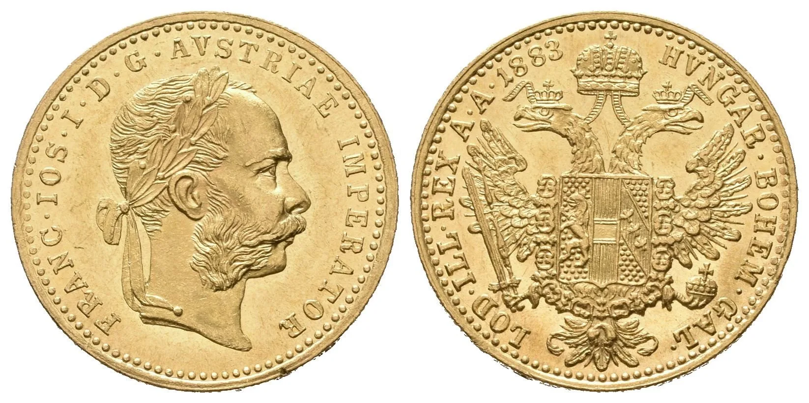 Dukát 1883, krásná zachovalost, ražební lesk, drobné rysky — 1