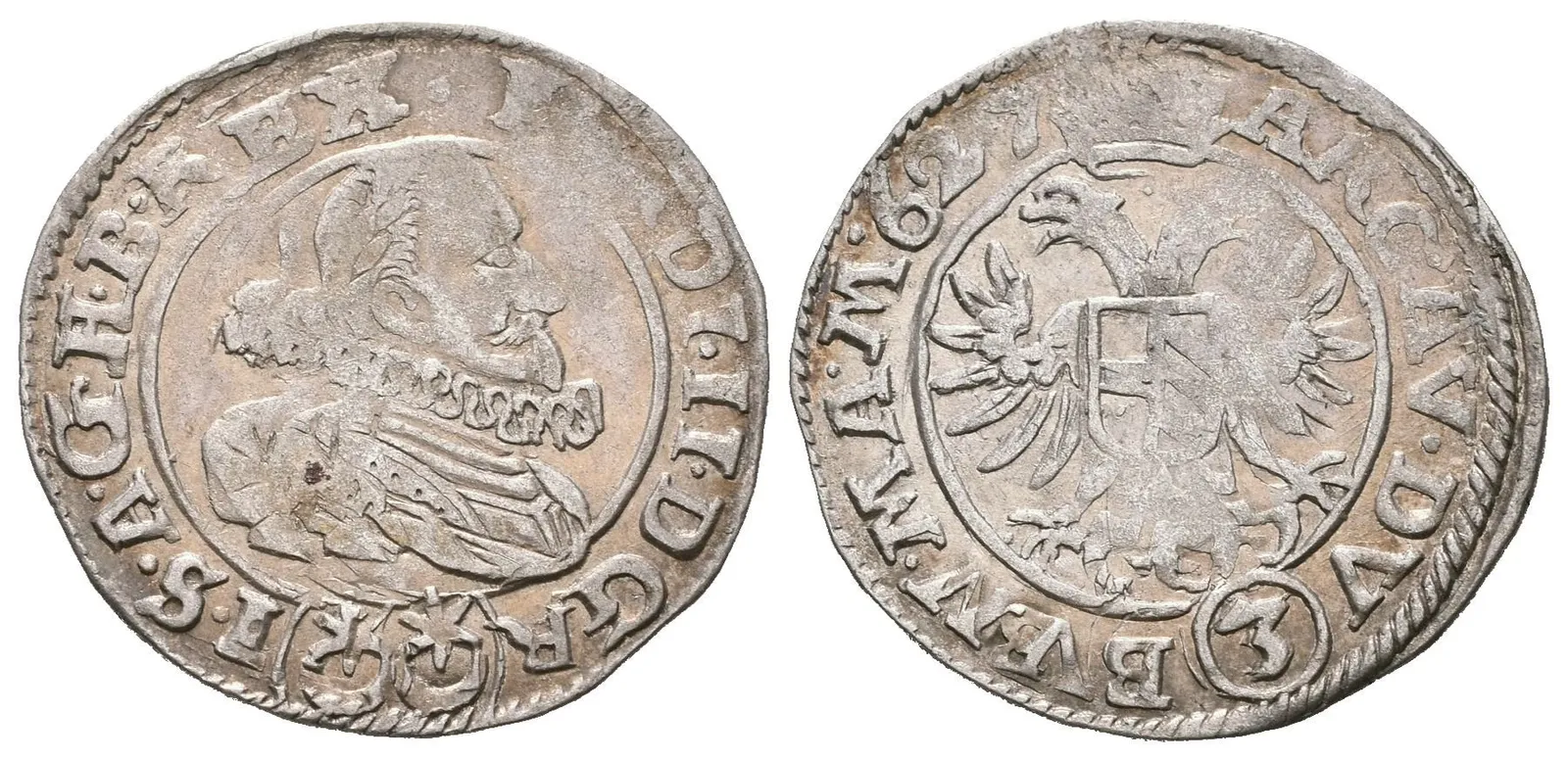 3 Krejcar 1627, Praha-Hübmer, Hal.760, pěkná zachovalost, patina, — 1