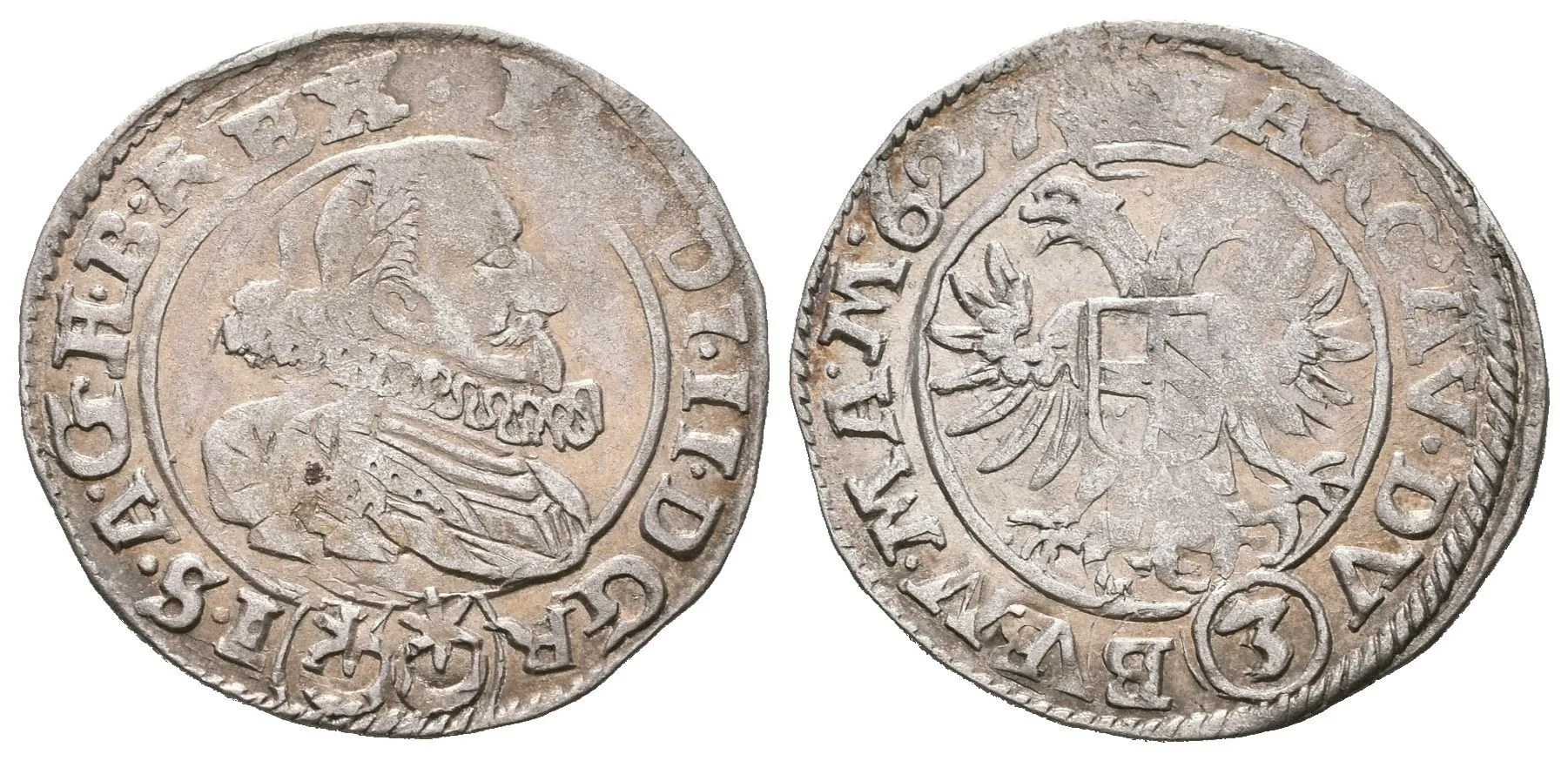 3 Krejcar 1627, Praha-Hübmer, Hal.760, pěkná zachovalost, patina, — 1