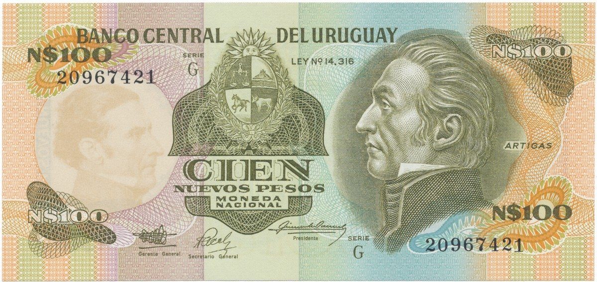 Uruguay, 100 Nuevos Pesos (1987), P.62A