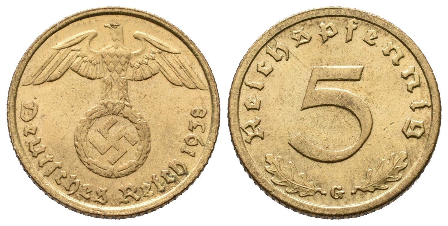 III. říše, 5 Pfennig 1938 G