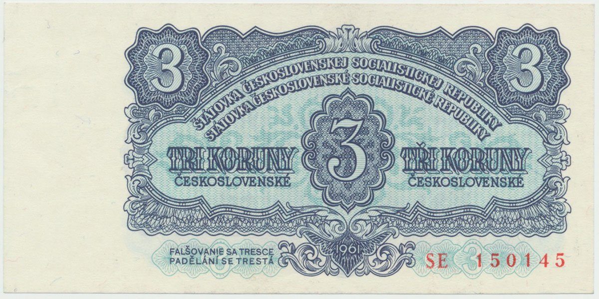 Československo, 3 Koruna 1961, série SE, Hej.98a