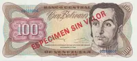 Venezuela, 100 Bolivares 1992, anulát - ESPECIMEN SIN VALOR, P.66es