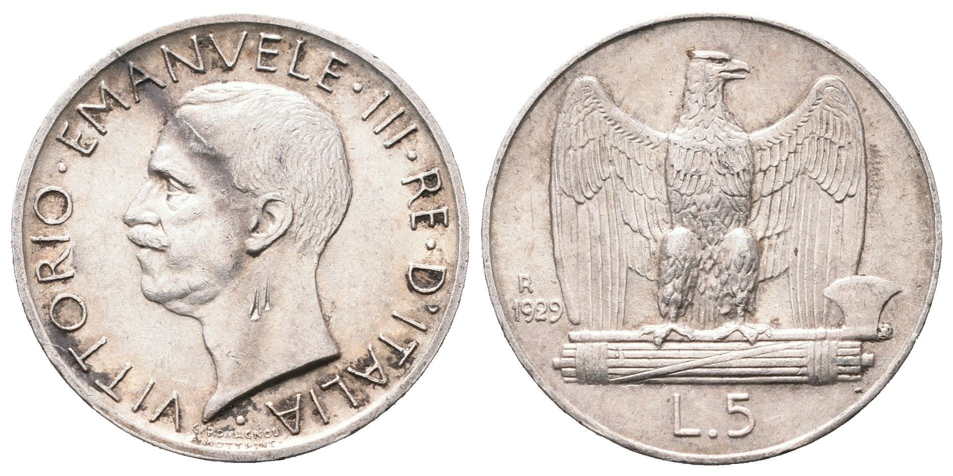 Itálie, 5 Lira 1929 R