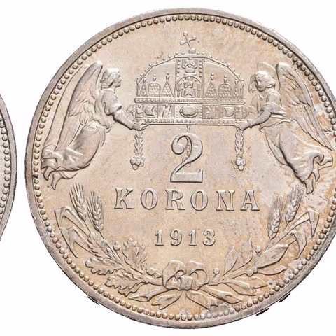 2 Koruna 1913 KB, krásná zachovalost, ražební lesk, patina