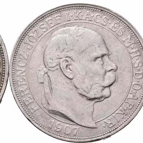 5 Koruna 1907 KB - Jubilejní k 40. výročí korunovace na uherského krále +