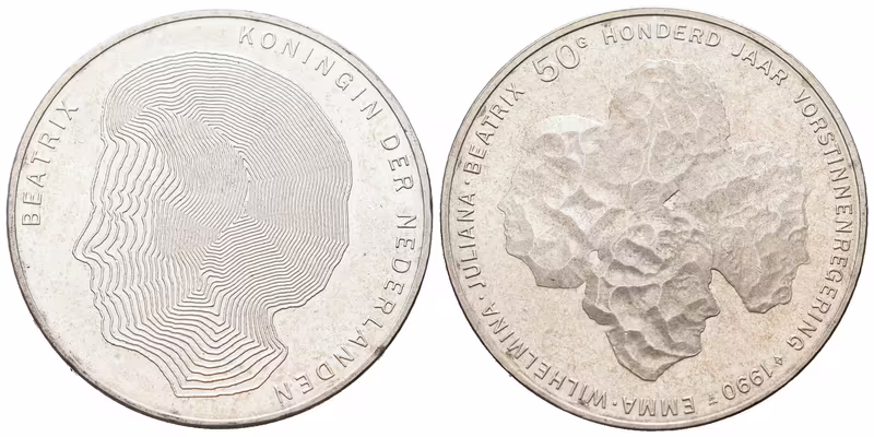 Nizozemí, 50 Gulden 1990 - Nizozemské královny