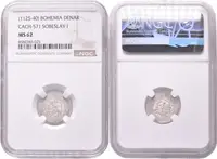 Denár, Cach 571, nedor. opisy jinak krásná zachovalost, certifikace NGC, hodnocení MS 62 — 2