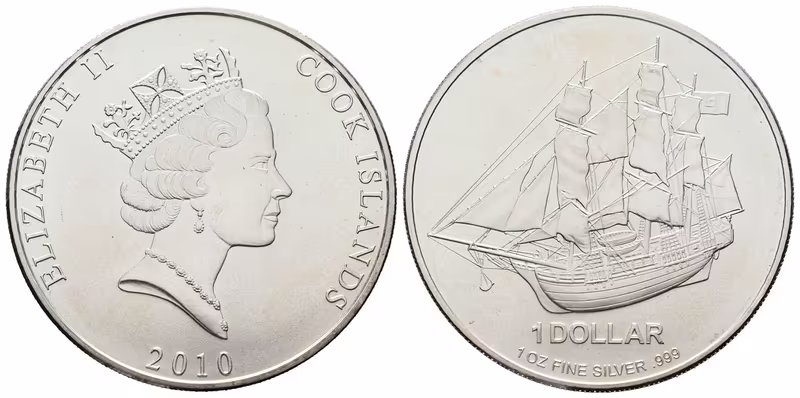 Cookovy ostrovy, 1 Dollar 2010 - 1 oz (Bounty)