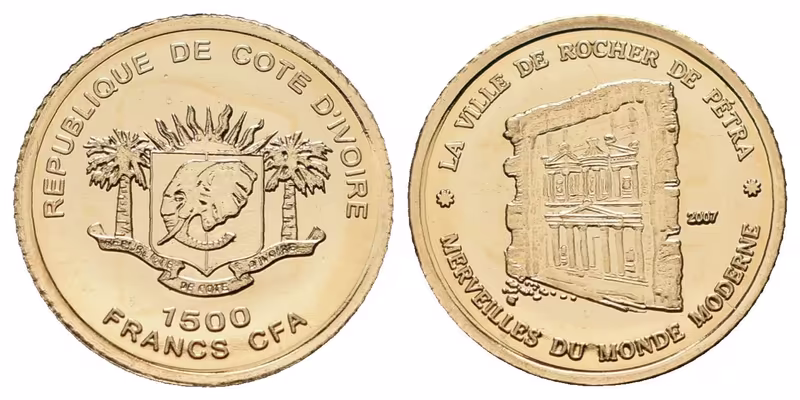 Pobřeží slonoviny, 1500 Francs 2007 - Město Petra