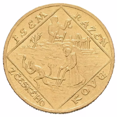 Dvoudukátová medaile 1928 (O. Španiel) - 10. výročí vzniku republiky. Český lev ve štítě,