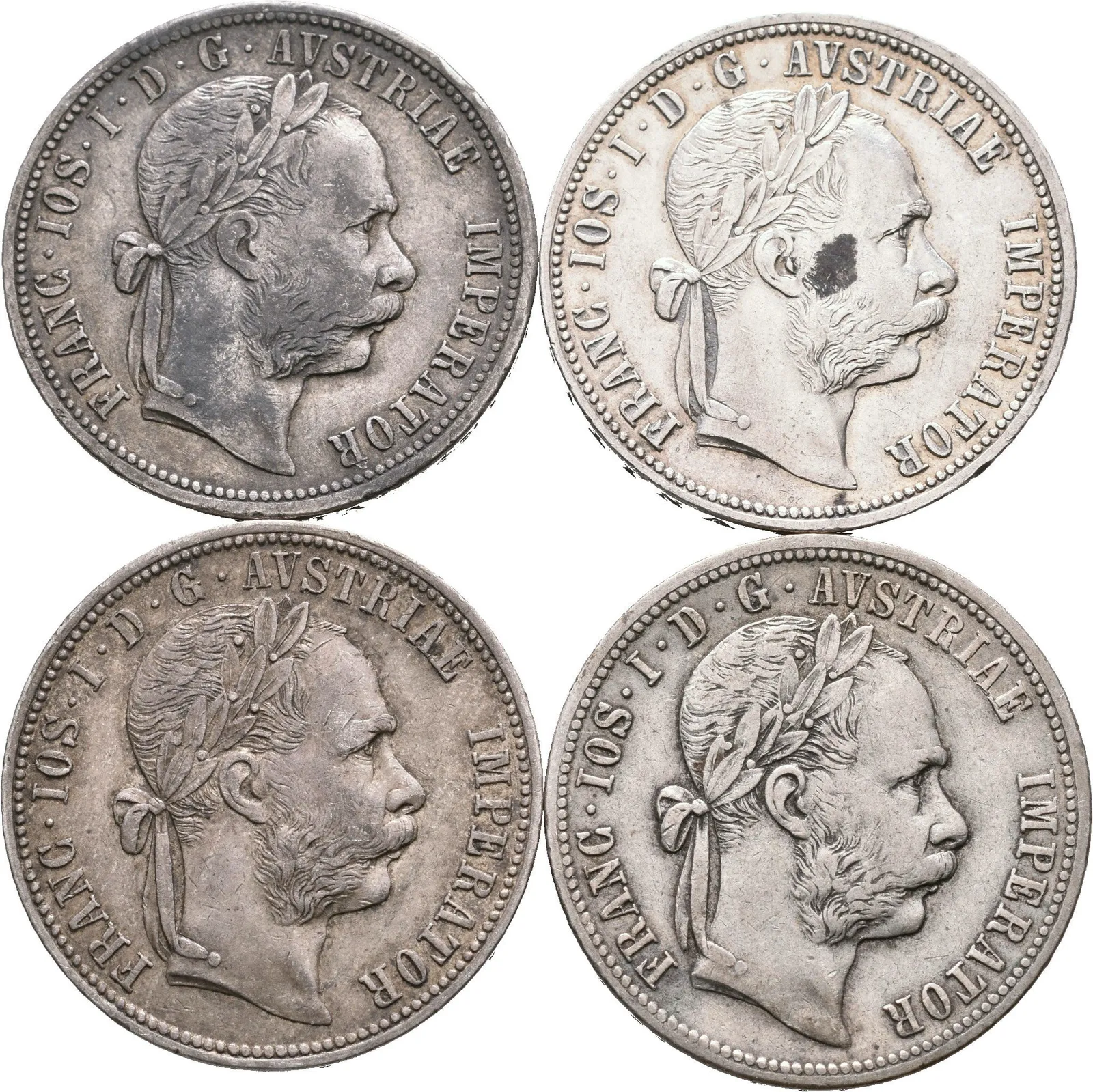 Zlatník 1878, 1879, 1883 a 1888, patina, rysky, oběh_4 ks — 1