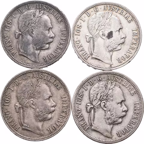 Zlatník 1878, 1879, 1883 a 1888, patina, rysky, oběh_4 ks