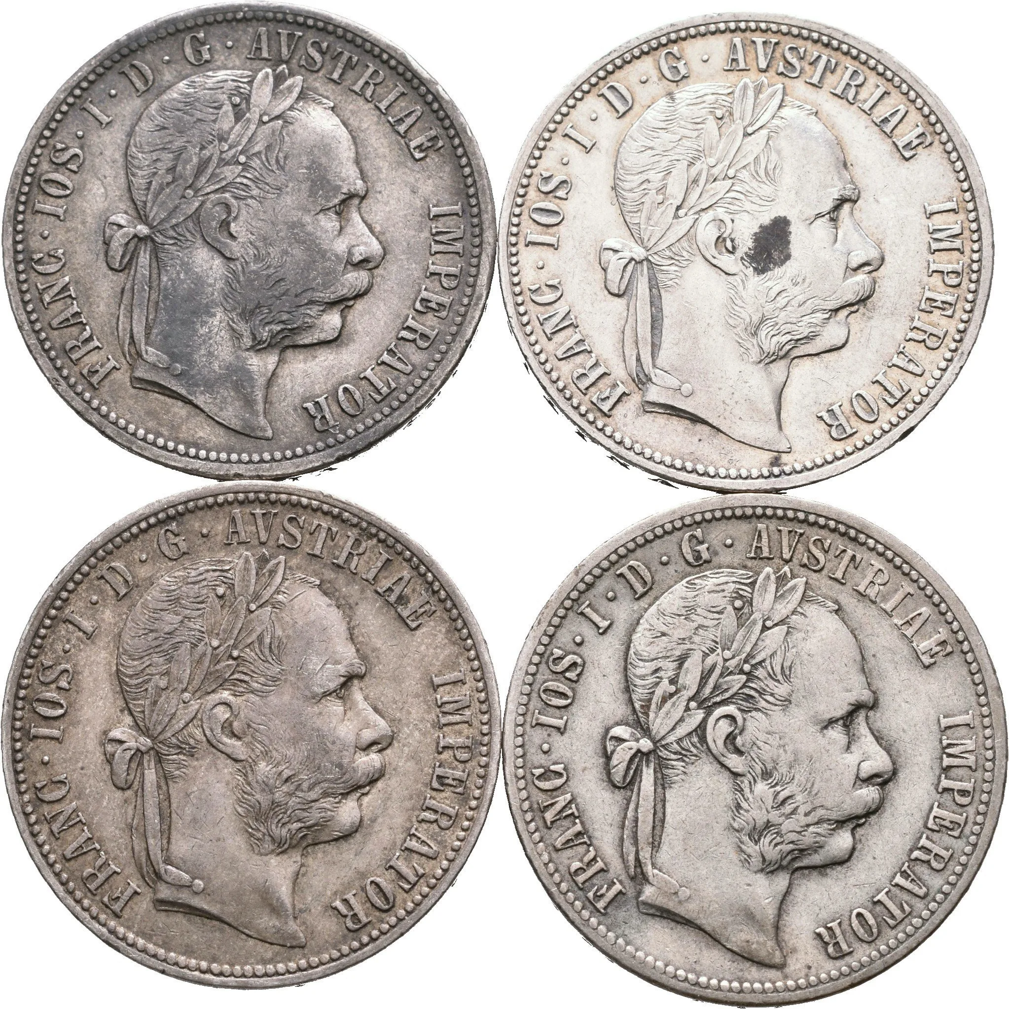 Zlatník 1878, 1879, 1883 a 1888, patina, rysky, oběh_4 ks — 1