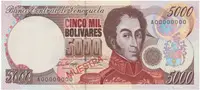 Venezuela, 5000 Bolivares 1994, anulát - MUESTRA, P.75as