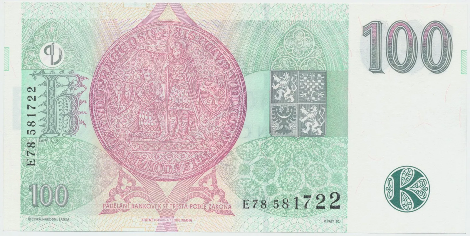 Česká republika, 100 Koruna 1997, série E, Hej.CZ22aE
