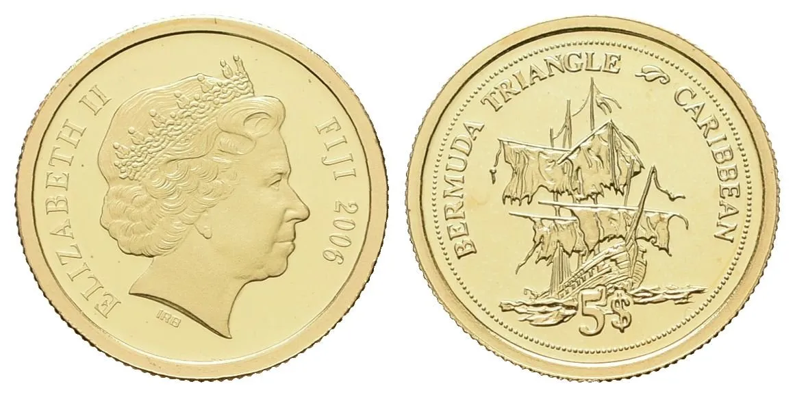 5 dolarů - 2006 - Au 1,25 g - 0,585 - Bermudský trojúhelník