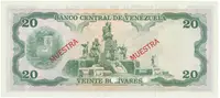 Venezuela, 20 Bolivares 1977, anulát - MUESTRA, P.53s2 - fotografie 2