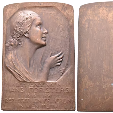 AE Plaketa 1891 - Hans Forsters, poděkování tzv. Egerlander Verein (Spolku Chebských němců)