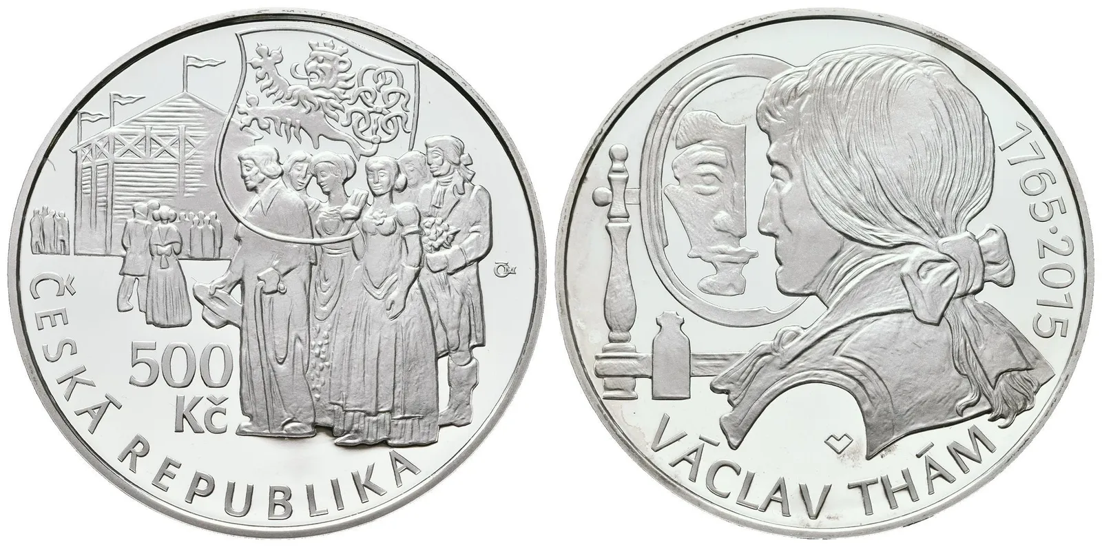 500 Kč 2015 - Václav Thám, kapsle, certifikát, PROOF, patina — 1