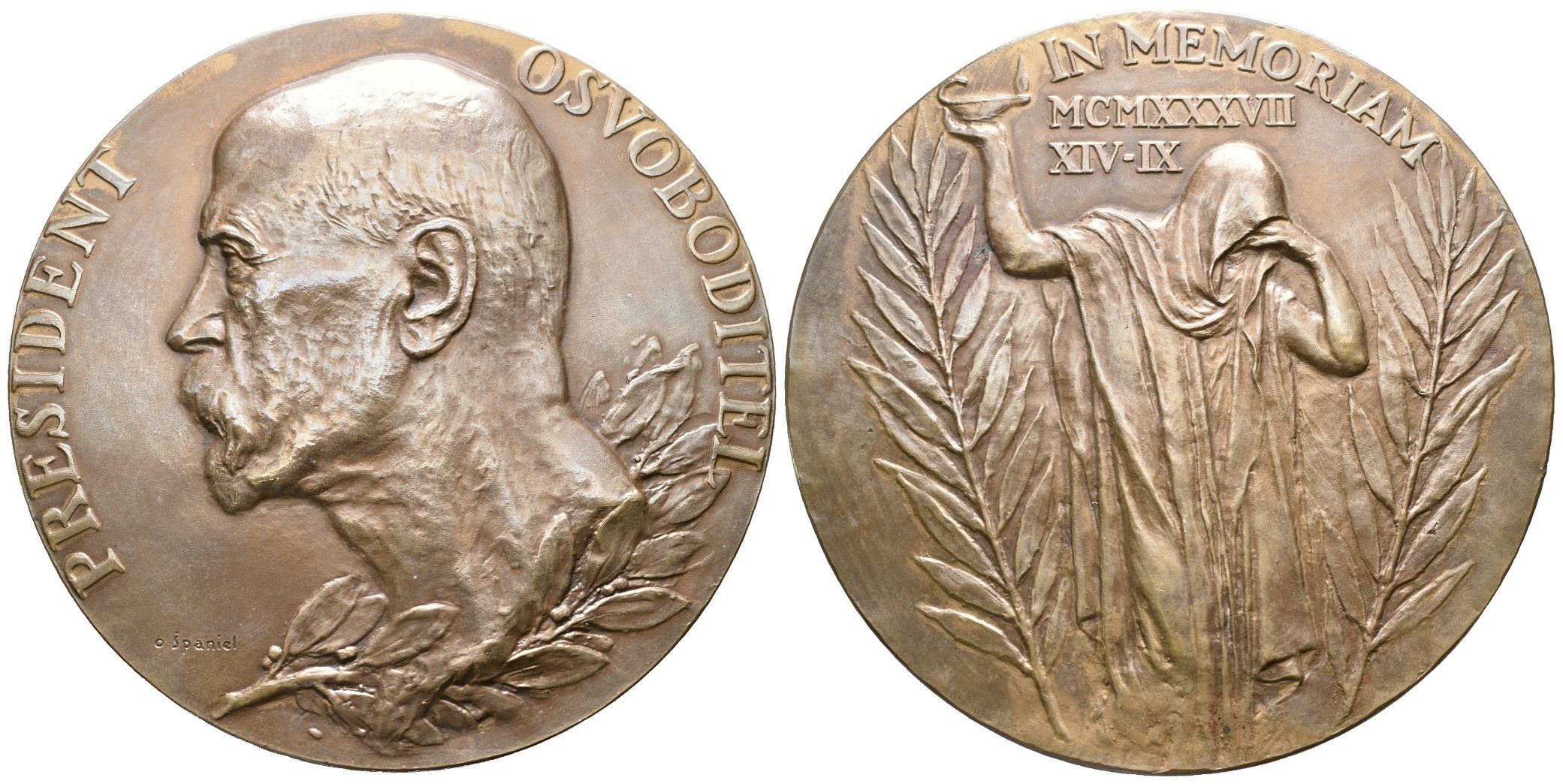 Španiel Otakar -  K úmrtí TGM, 80 mm