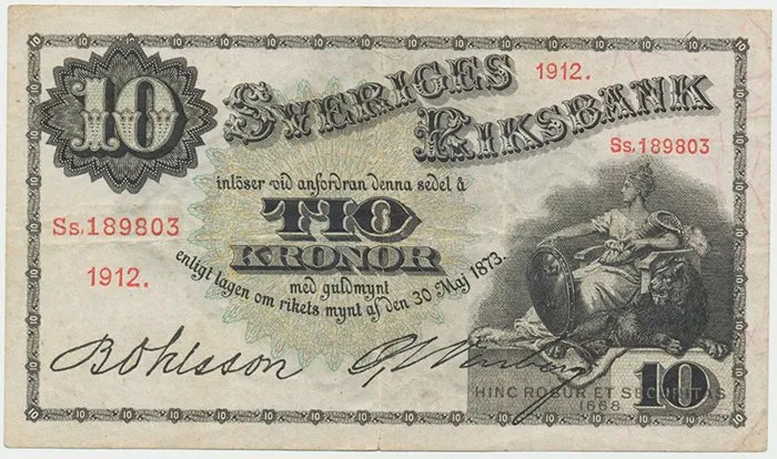 Švédsko, 10 Kronor 1912, P.27g, série Ss