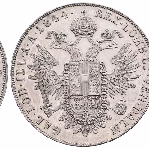 Tolar 1844 A, velmi pěkná zachovalost, lesk, tmavá patina, rysky