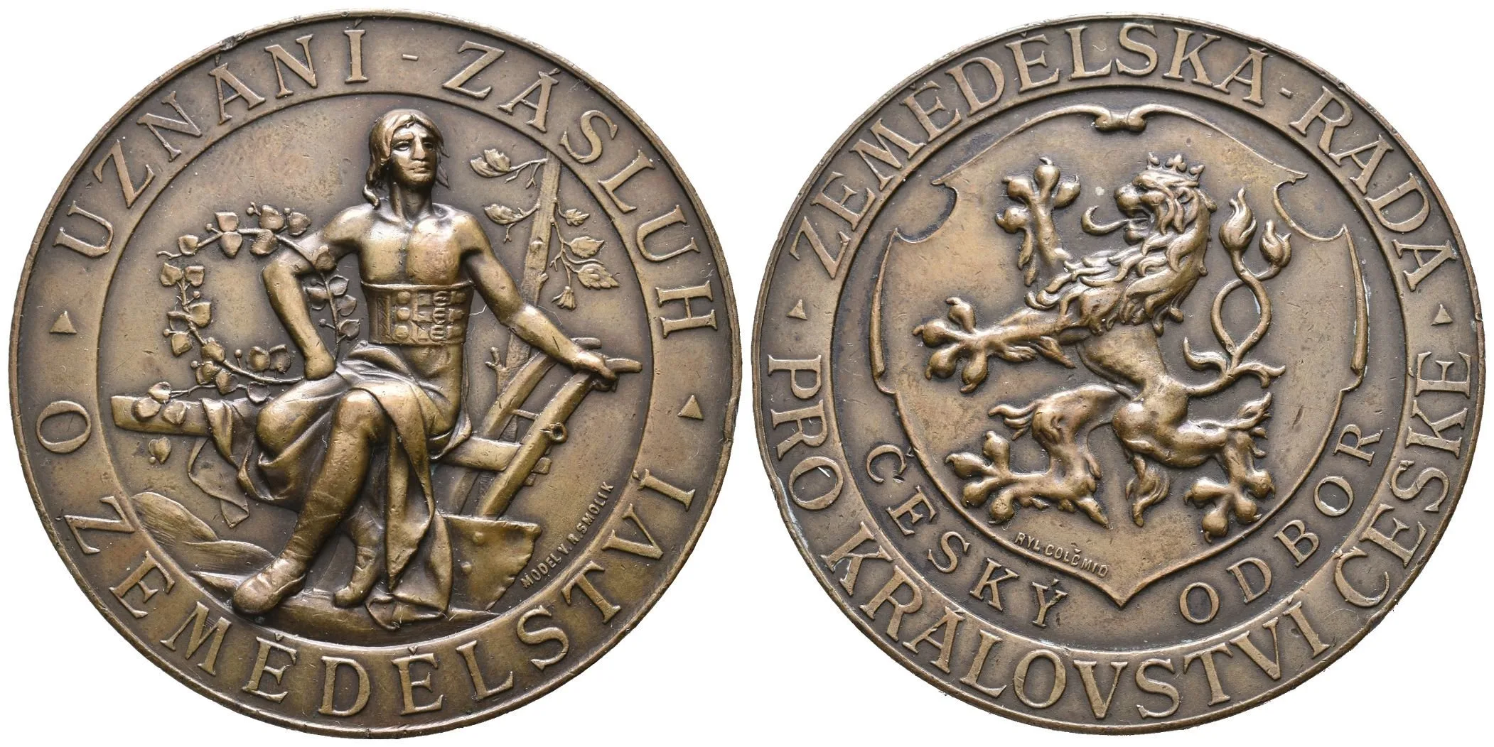 AE Medaile b.l. - Zemědělská rada pro království České, Uznání zásluh. Přemysl Oráč — 1