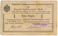 Německá Východní Afrika, 1 Rupie 1. 11. 1915, série Y, vzácnější podpis, R.916p