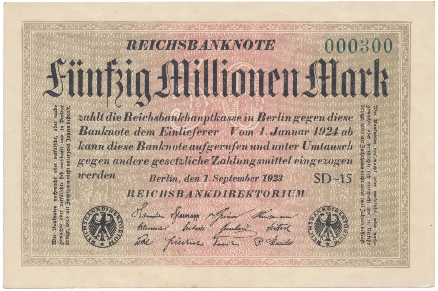 Německo, 50 Millionen Mark 1923, Ro.108h