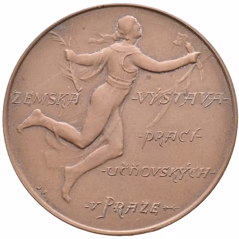 AE Medaile b.l. (Fischer J.) - Zemská výstava prací učňovských v Praze, Bronz 42 mm