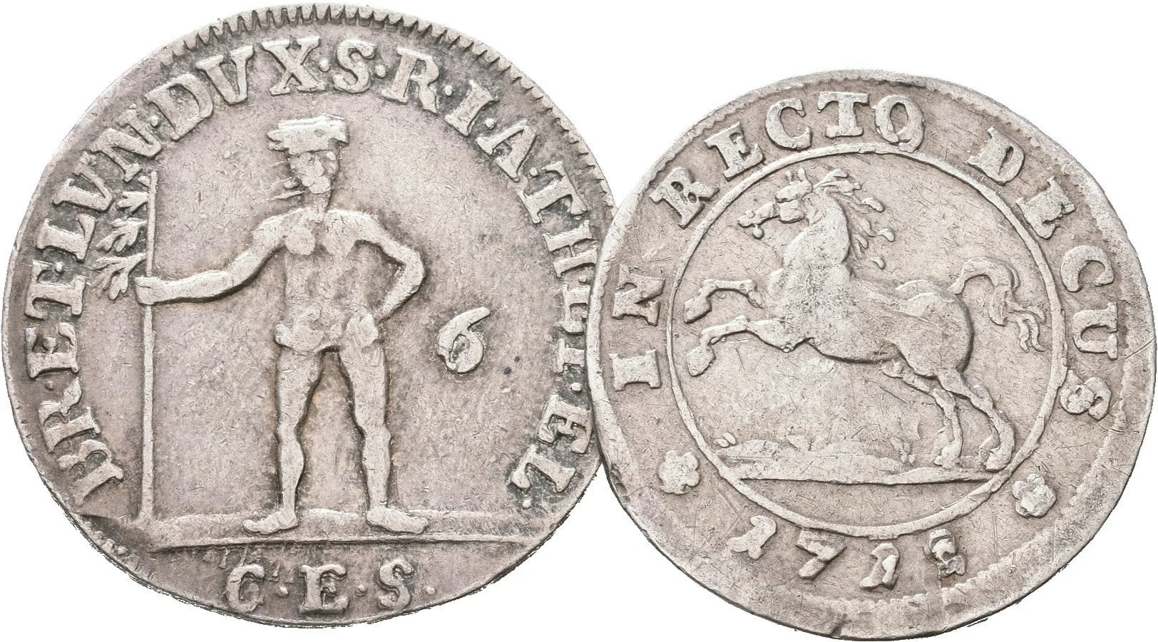 1/6 Tolar 1785(?) CES, KM.348 + 4 Mariengrochen 1712, KM.33_2 ks — 1