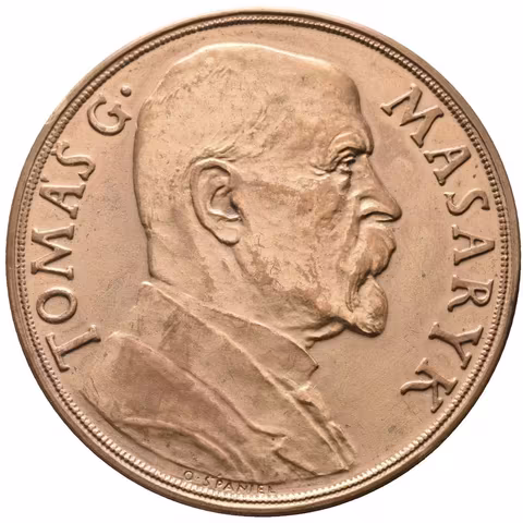 AE Medaile 1935 - K 85. narozeninám T. G. Masaryka. Poprsí T. G. Masaryka zprava,