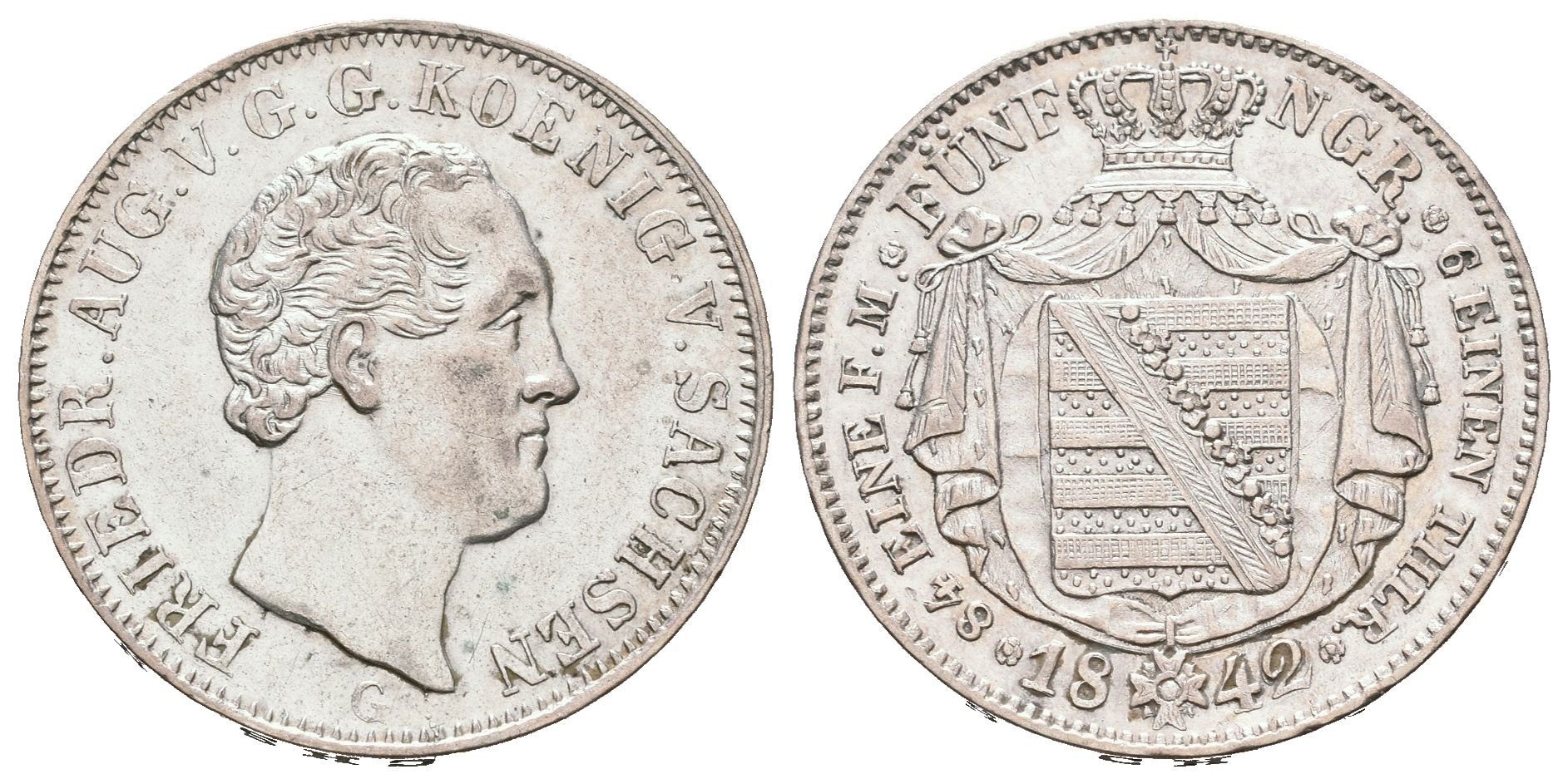 Sasko, 1/6 Tolar 1842 G