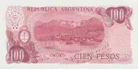 Argentina, 100 Pesos (1976~1978), papír s vlákny, P.302b - fotografie 2