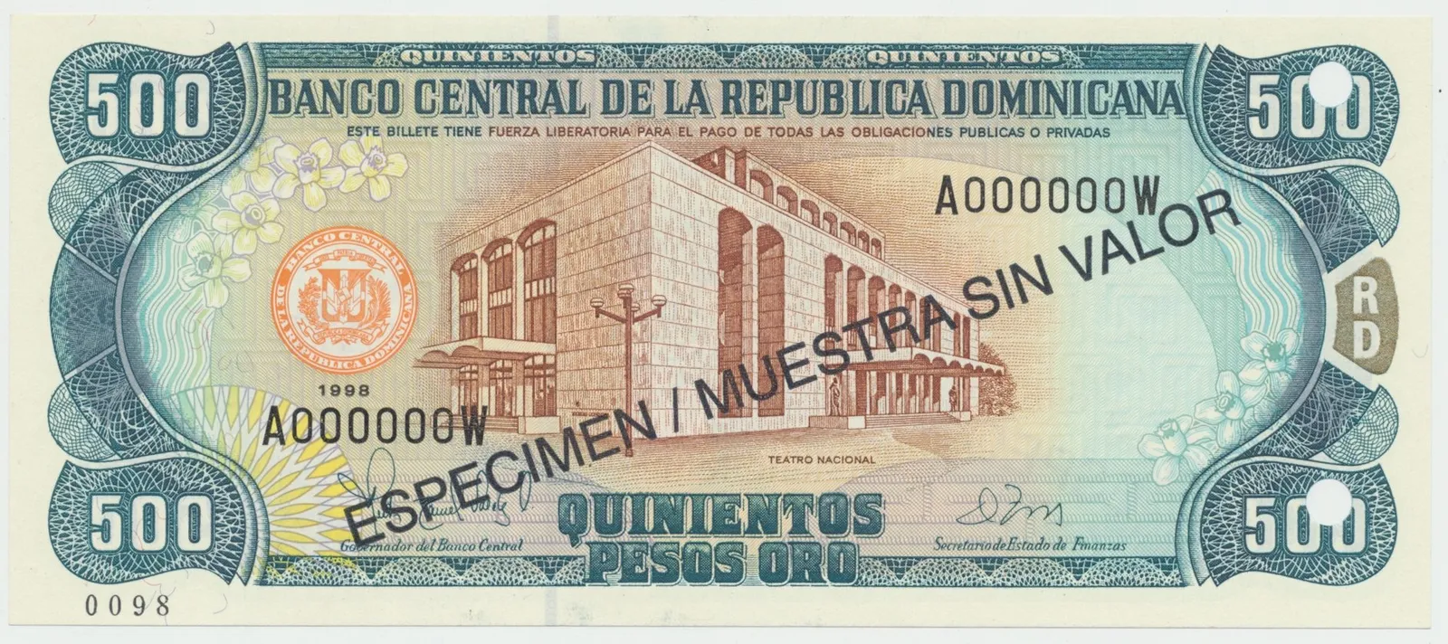 Dominikánská republika, 500 Pesos Oro 1998, P.157s3