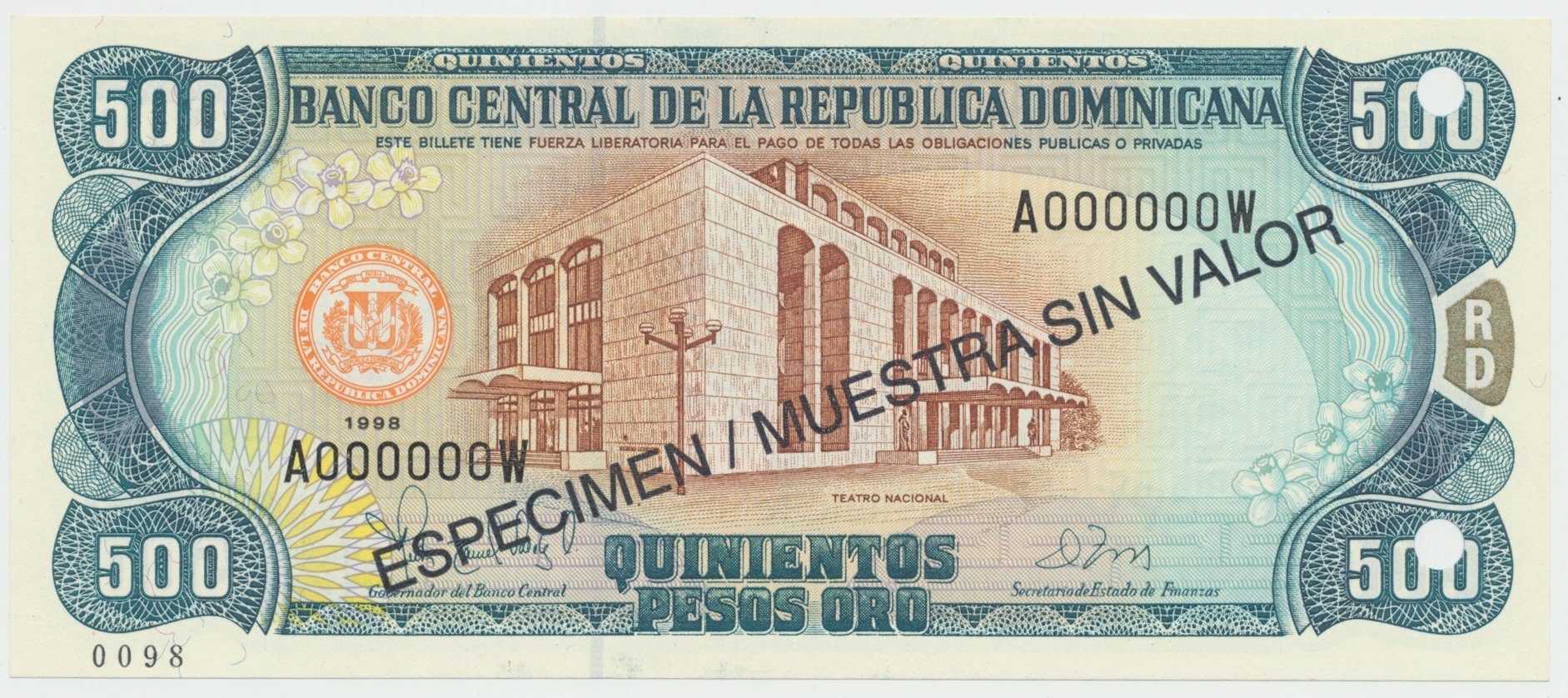 Dominikánská republika, 500 Pesos Oro 1998, P.157s3