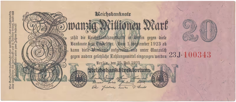 Německo, 20 Millionen Mark 1923, Ro.96c