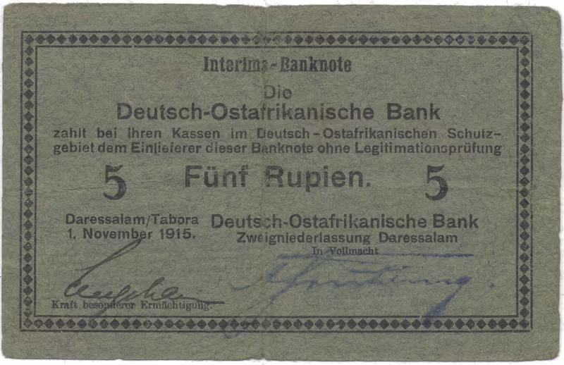 Německá Východní Afrika, 5 Rupien 15. 8. 1915, série D, R.921c