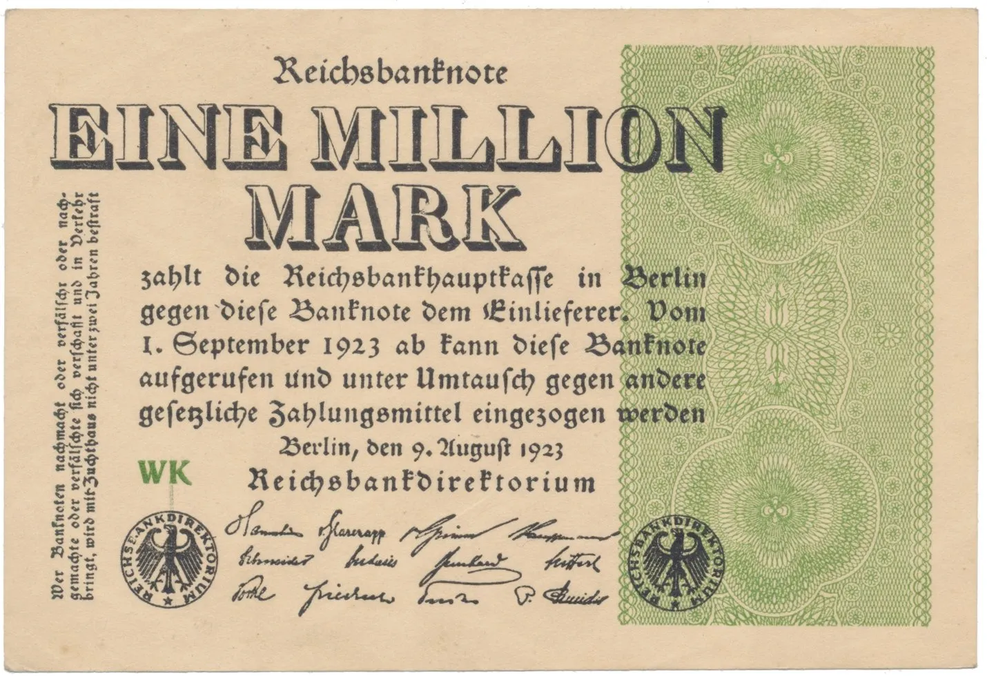 Německo, 1 Million Mark 1923, Ro.101a
