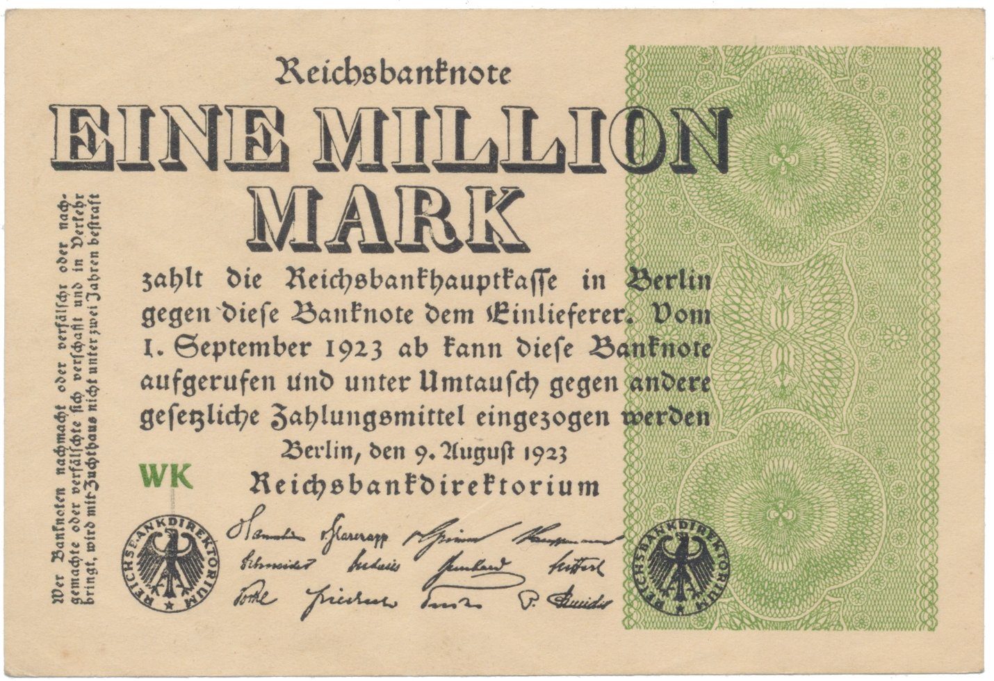 Německo, 1 Million Mark 1923, Ro.101a