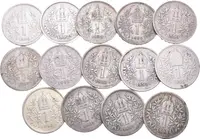 Soubor 1 Korunových mincí běžných ročníků 1893 - 1899, — 1