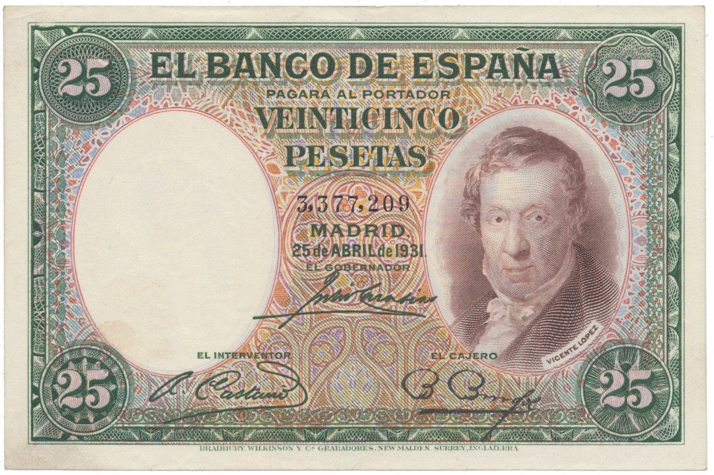Španělsko, 25 Pesetas 1931, P.81