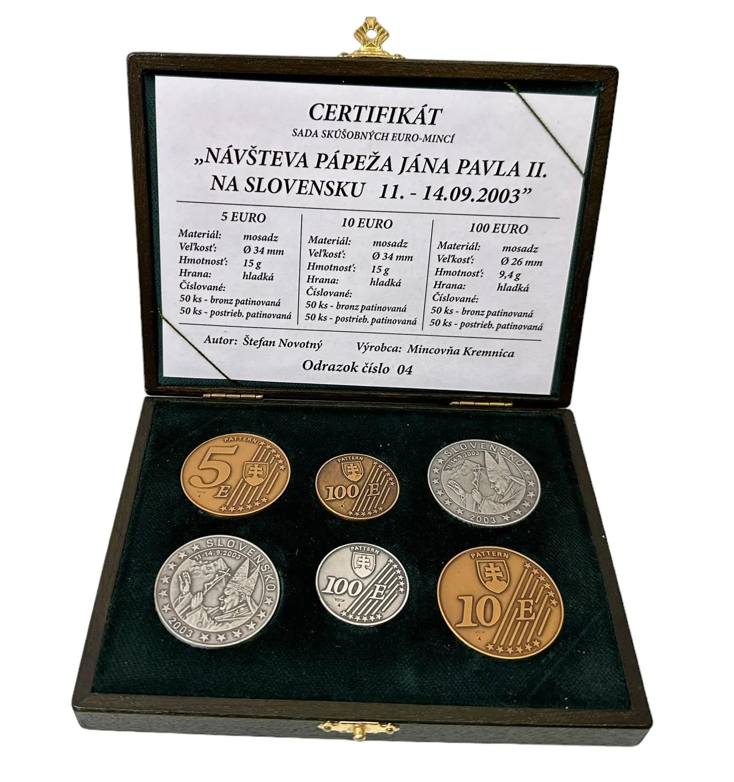 Sada zkušebních euromincí 2003