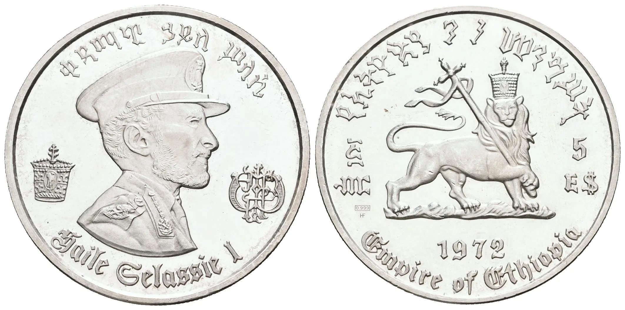 5 Dollars 1972 - K 80. narozeninám. KM.52, Ag 0,999 (25 g), — 1