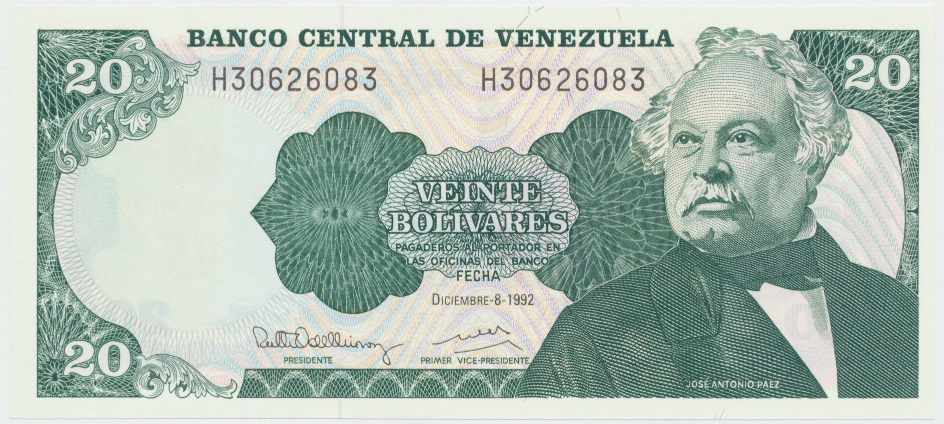 Venezuela, 20 Bolivares 1992, P.63d