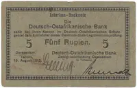 Německá Východní Afrika, 5 Rupien 15. 8. 1915, série B, R.910g