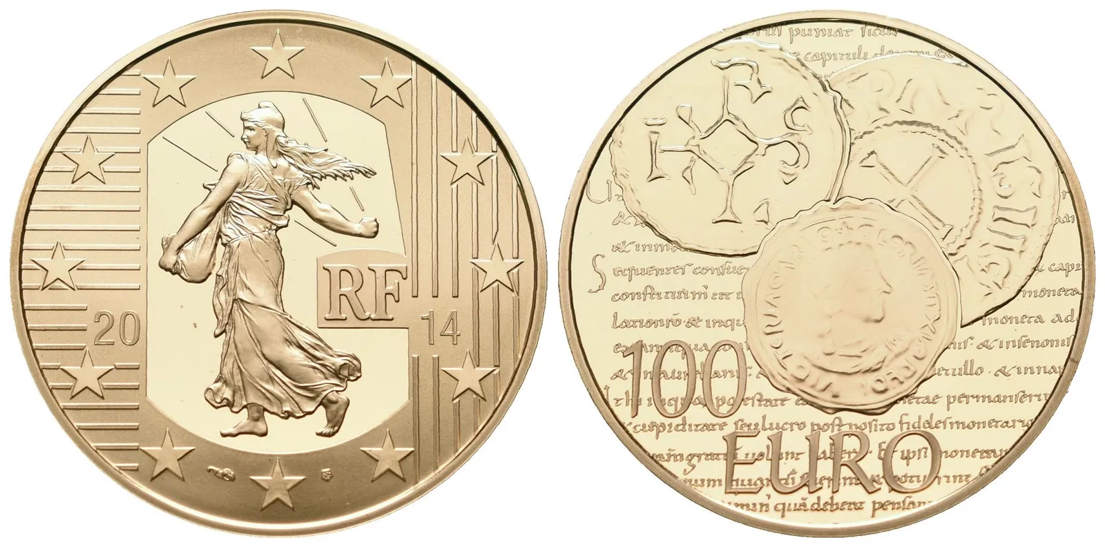 Francie, 100 Euro 2014 - Denár Charles le Chauve